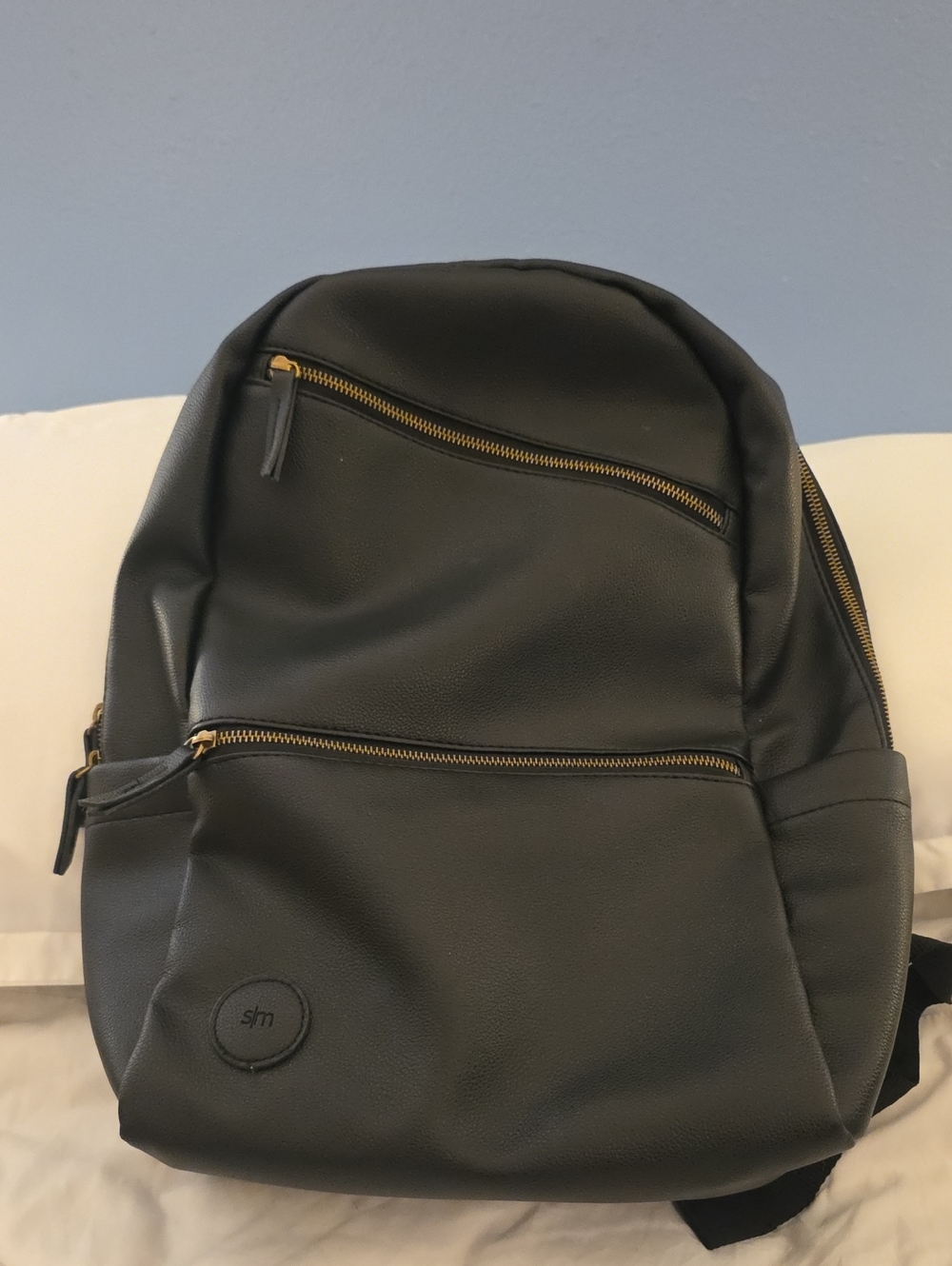 Simple Modern Brand Legacy Vegan Leather Backpack - BLACK with Gold Zippers